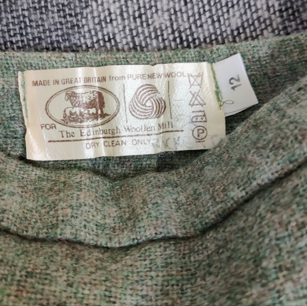 Vintage Green Wool Kilt Skirt Edinburgh Woollen Mill Pleated Wrap - 4 - Picture 8 of 10